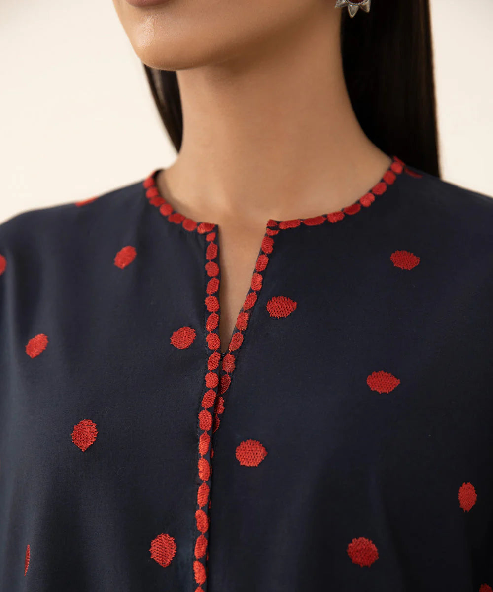 1 Piece - Embroidered Cambric Shirt