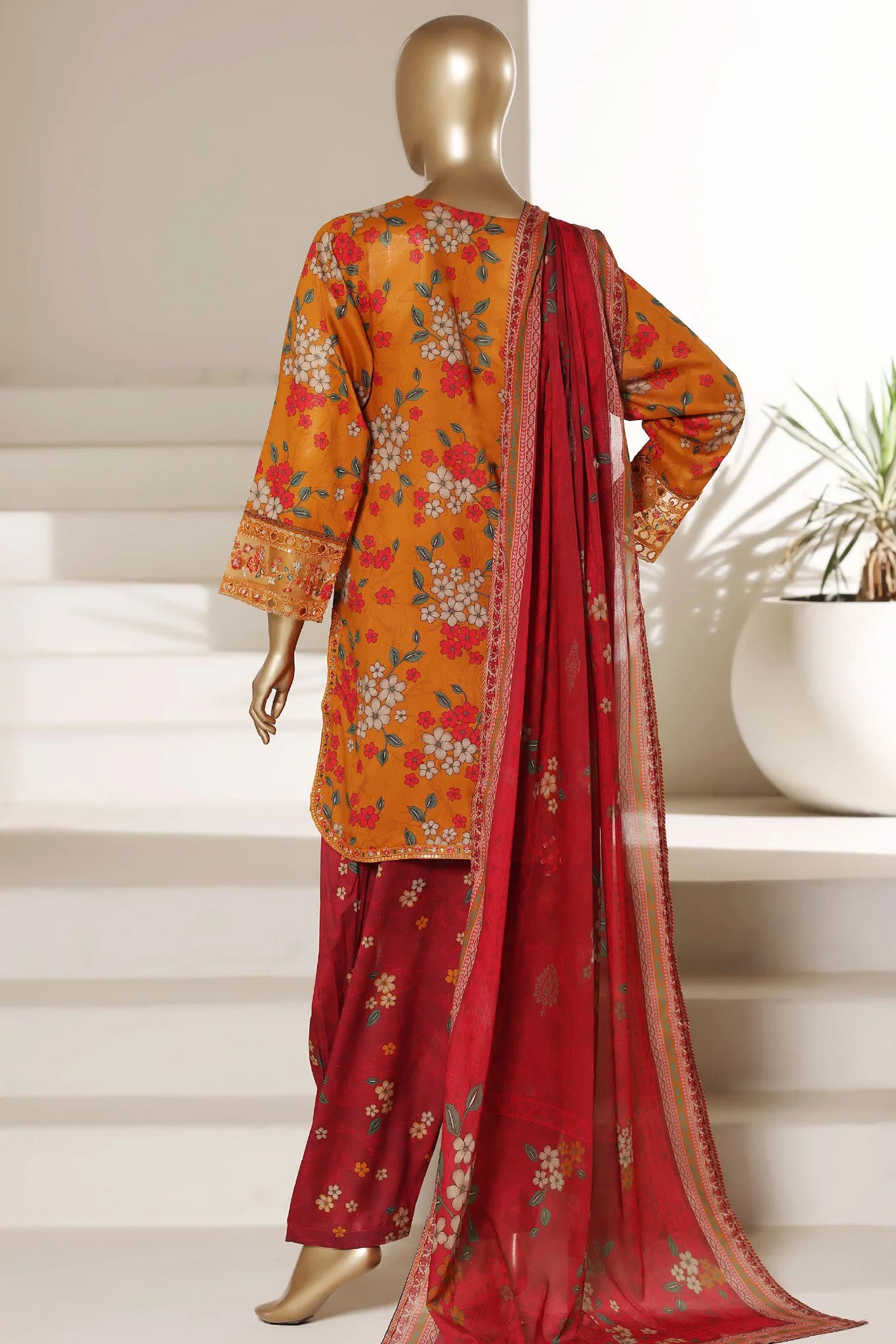 Malika By Sada Bahar Stitched 3 Piece Emb Lawn With Shalwar Suit