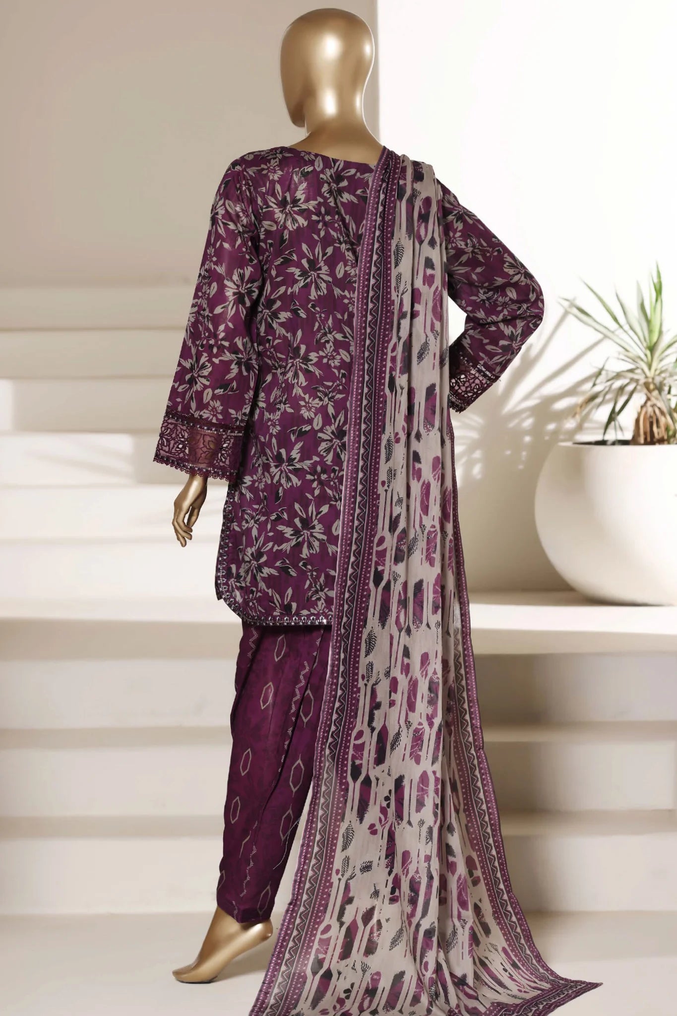 Malika By Sada Bahar Stitched 3 Piece Emb Lawn With Shalwar Suit