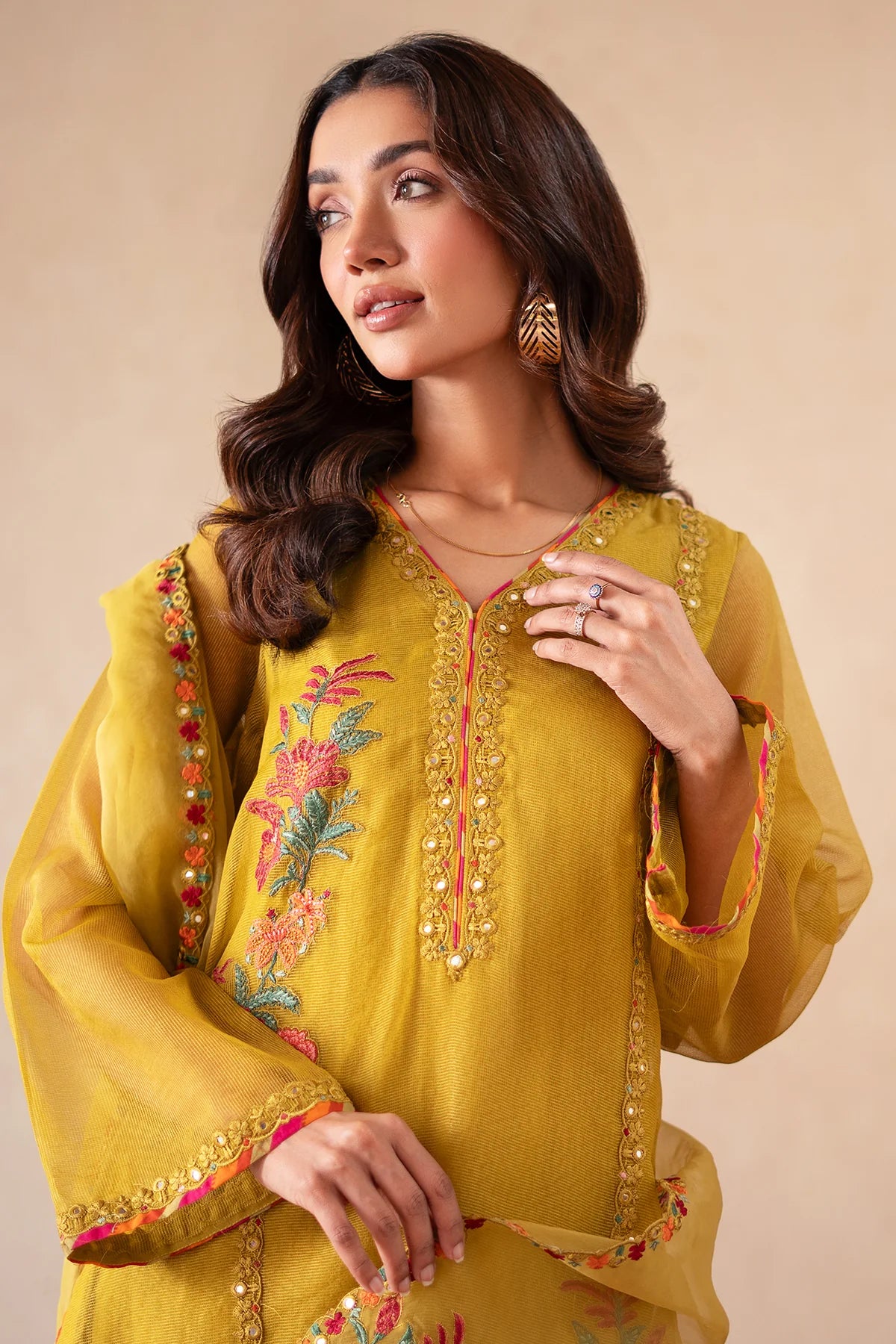 3-PC EMBROIDERED COTTON NET SUIT CMA-4-S03