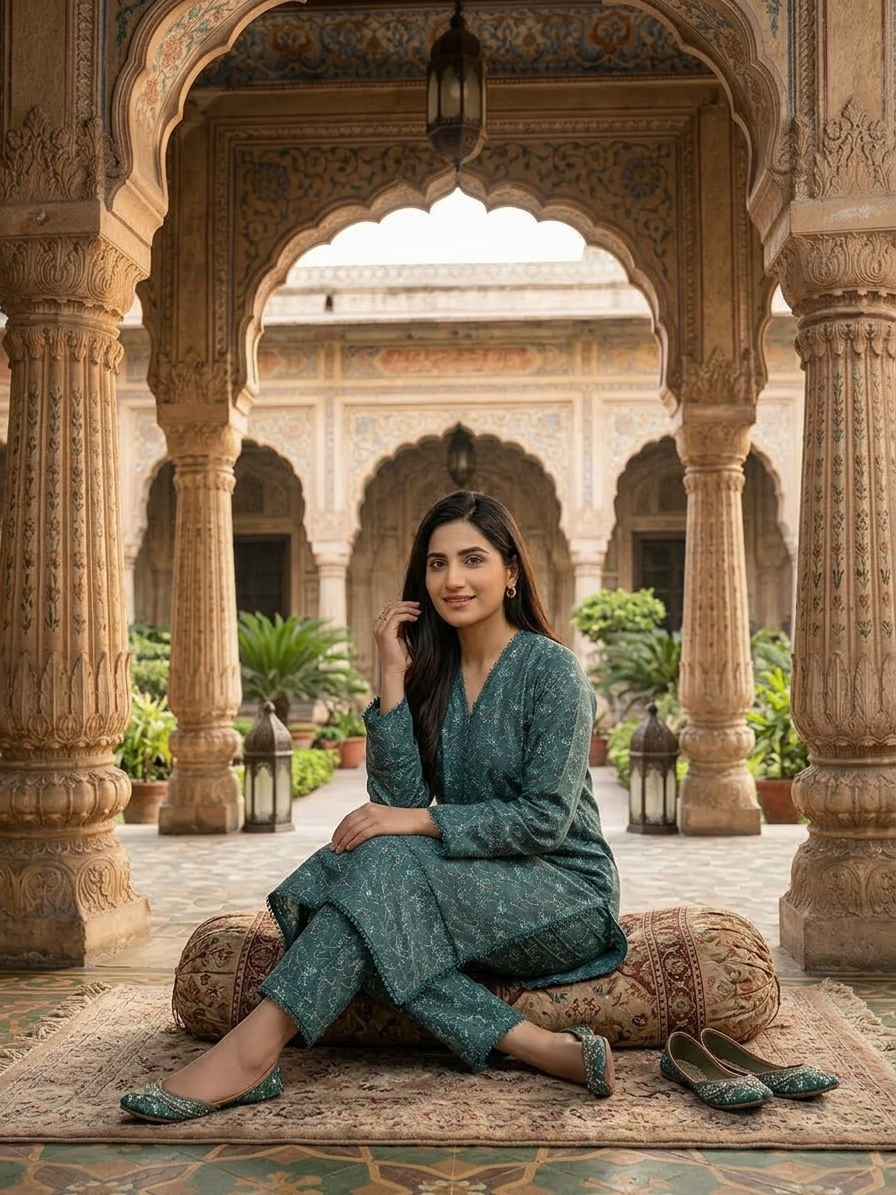 Deep Sea Floral – Premium 2-Piece Printed Lawn Suit