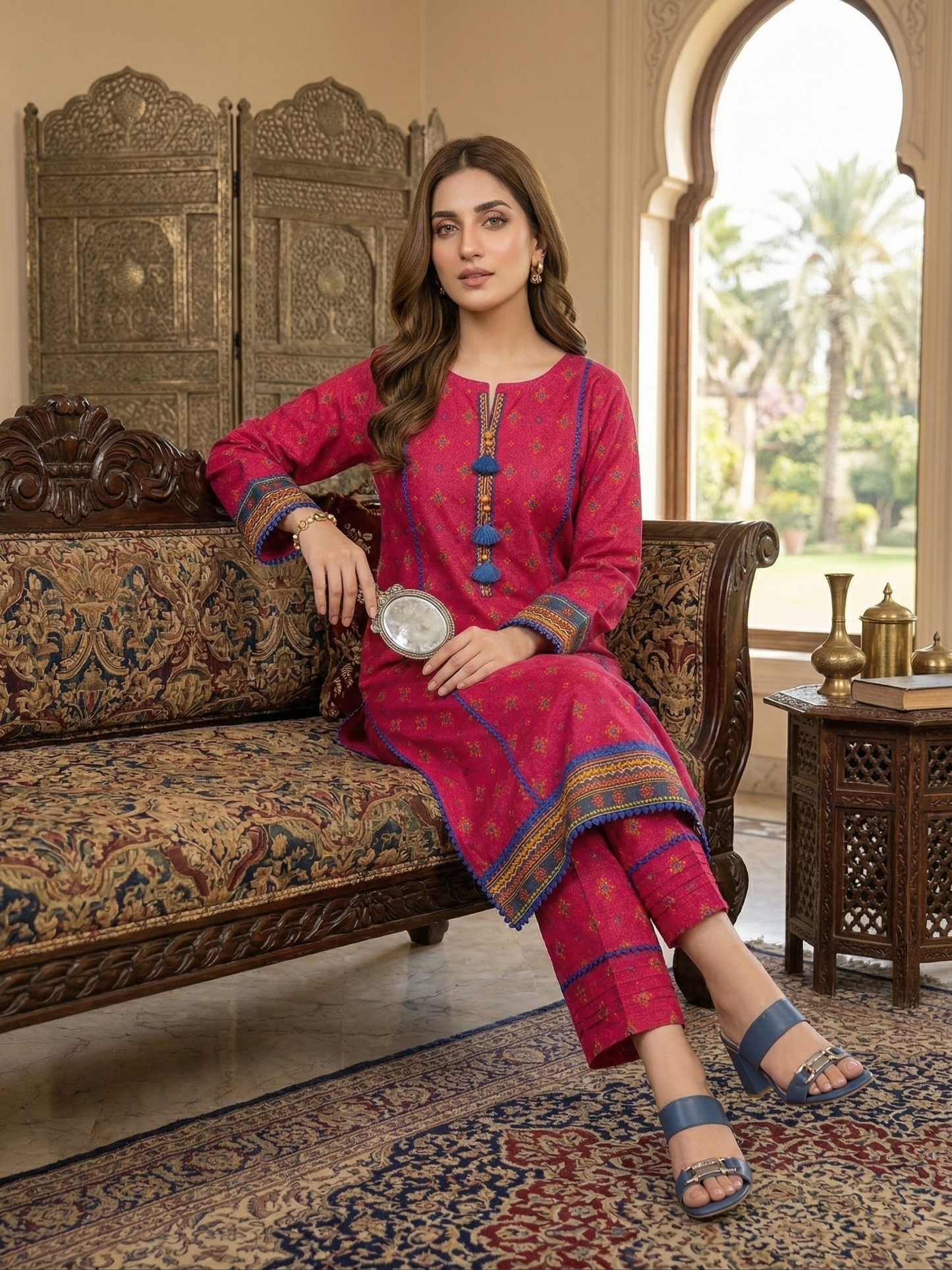 Vibrant Magenta Printed Lawn 2-Piece Suit