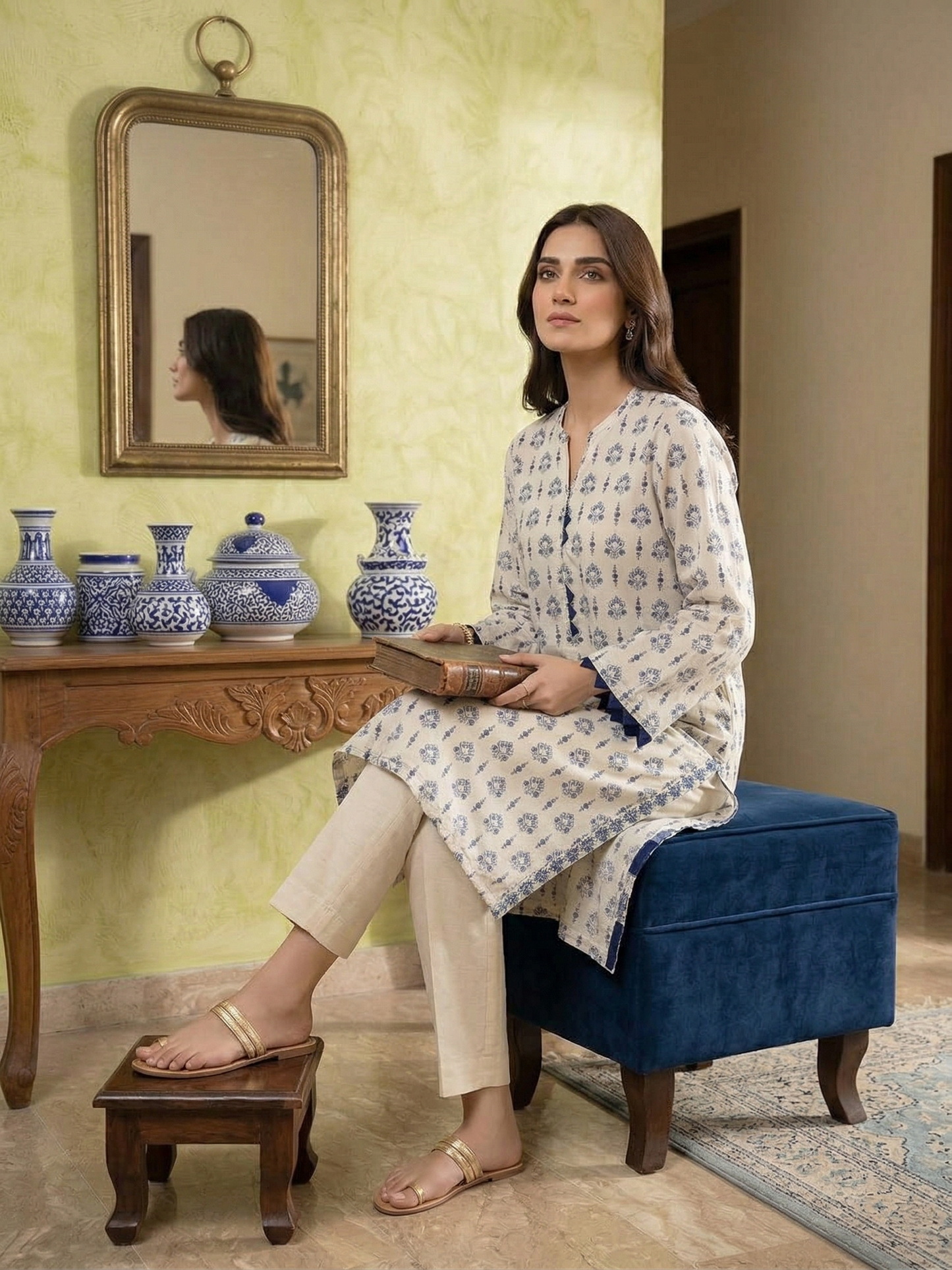 binsaeed Classic Printed 2-Piece Cambric Suit