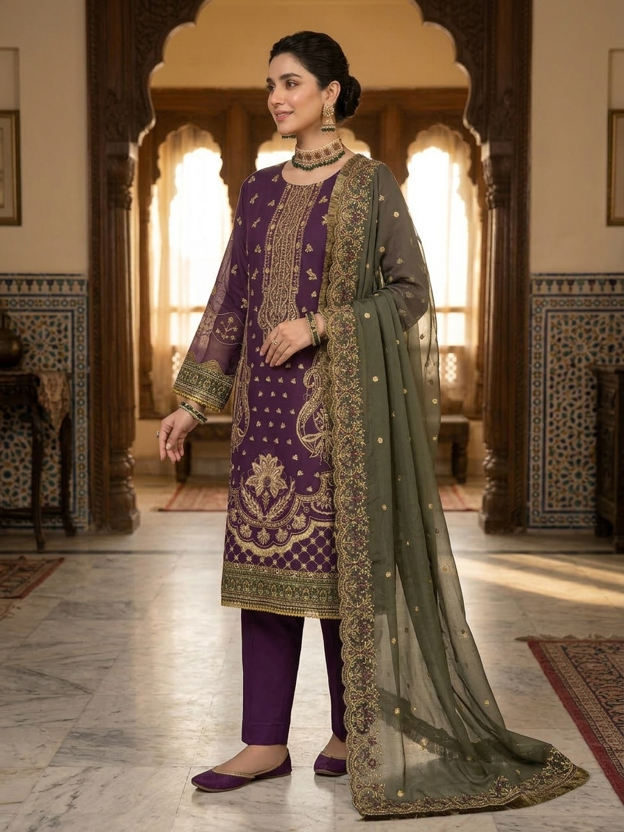 Sadabahar Stitched 2-Piece Embroidered Festive Formal Suit