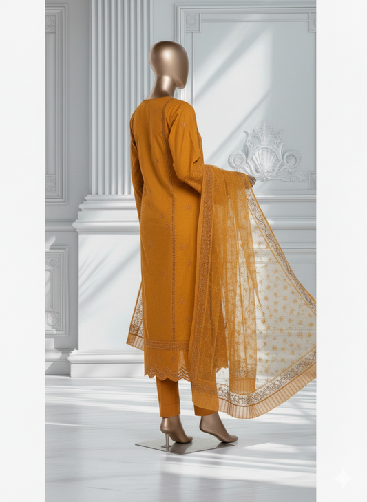 BIN SAEED Exclusive 3-Piece Festive Suit - Luxury Embroidered Elegance