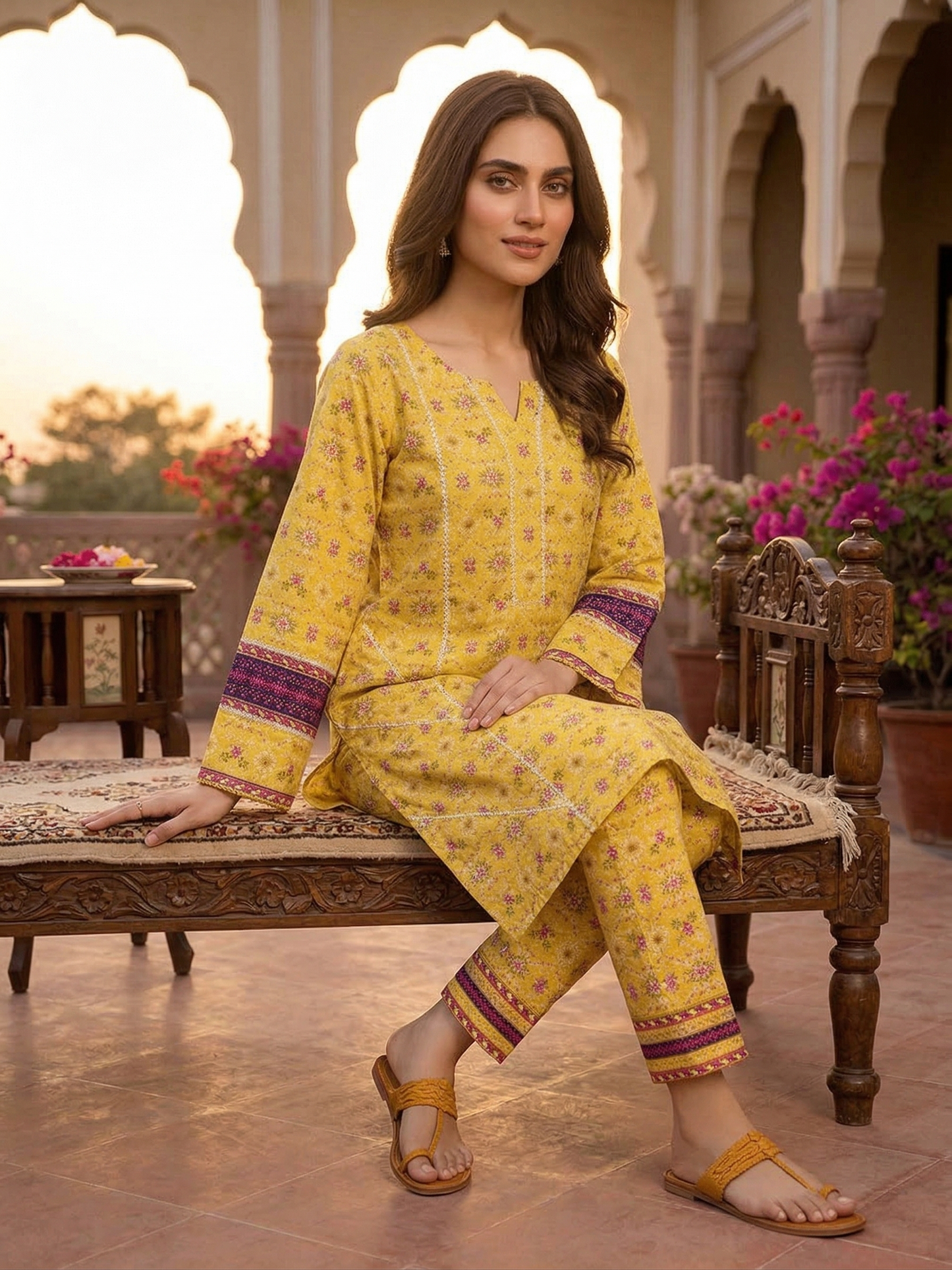 tawakkal fabric Radiant Yellow Lucia Printed Lawn 2-Piece Suit