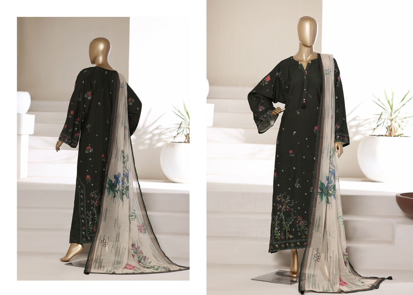 Embroidered Kaftan 3-Piece Suit - Sadabahar Coll'26