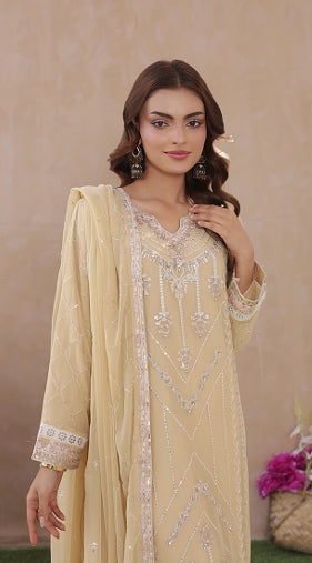 Sadabahar Luxury 3-Piece Festive Suit - Exclusive Embroidered Elegance