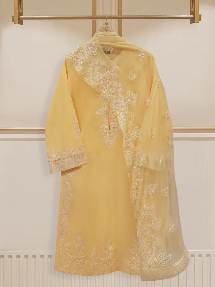 TWO PIECE FINE JACQUARD LAWN EMBROIDERED SHIRT WITH CHIFFON DUPATTA S107684