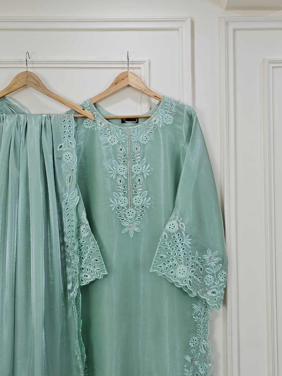 Mint Green Sheesha Silk Glow - Luxury Pret Embroidered Suit