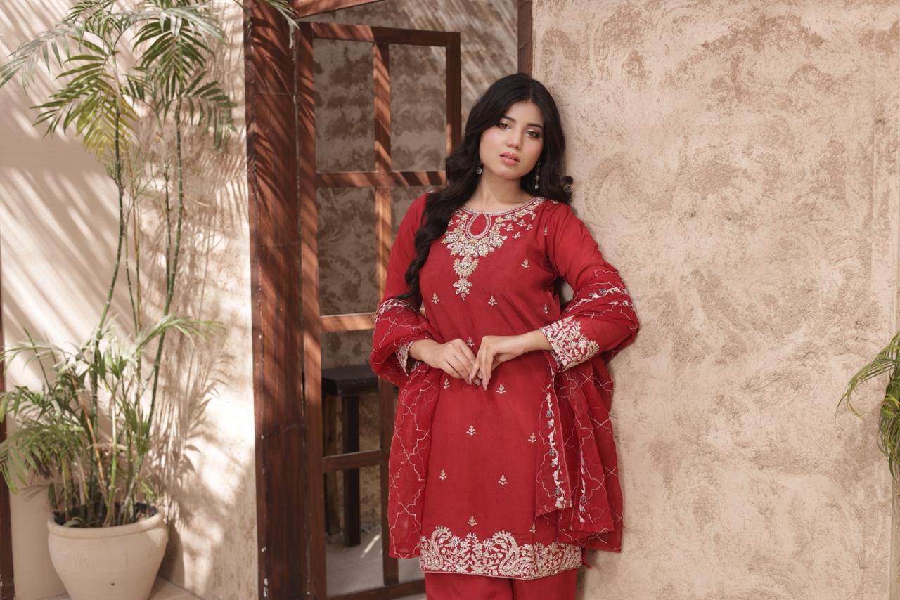 FATIMA NEHAL PREMIUM SHEESHA SILK EMBROIDERED 3 PEICE SUIT