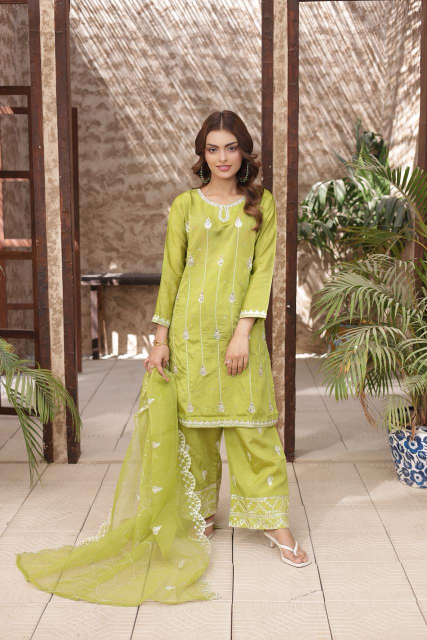 FATIMA NEHAL PREMIUM SHEESHA SILK EMBROIDERED 3 PEICE SUIT