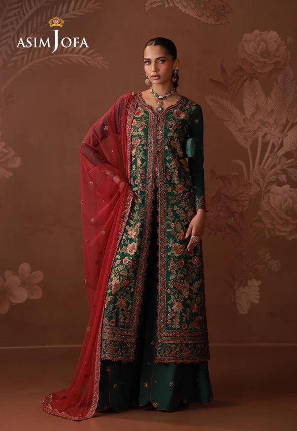 AJULD-08 Embroidered Spun Raw Silk Unstitched 3 Pcs