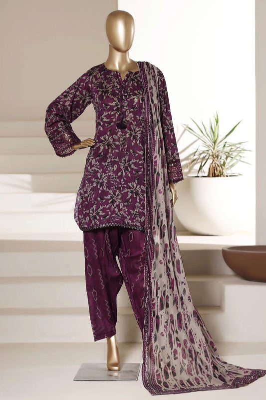 Malika By Sada Bahar Stitched 3 Piece Emb Lawn With Shalwar Suit