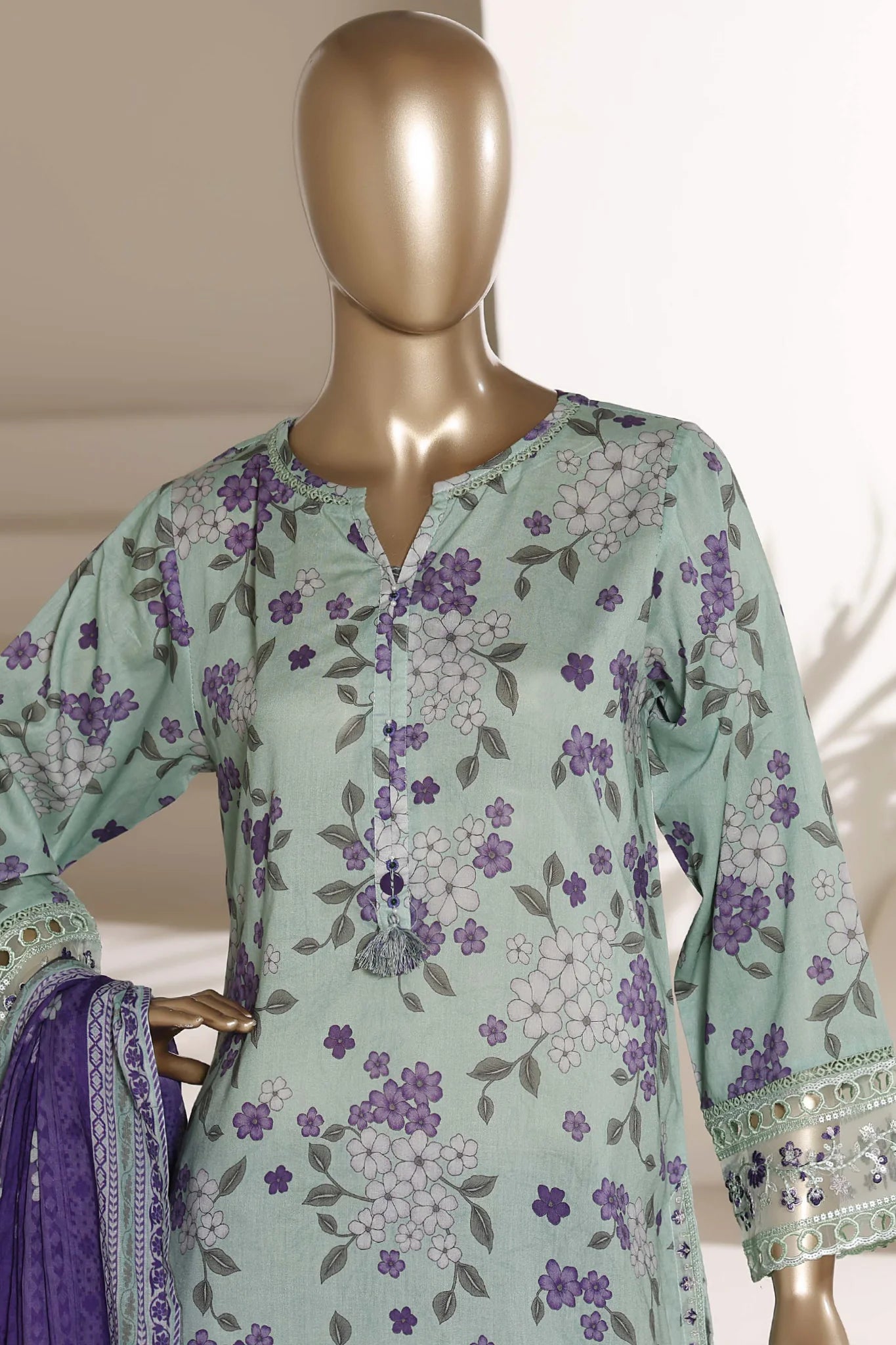 Malika By Sada Bahar Stitched 3 Piece Emb Lawn With Shalwar Suit