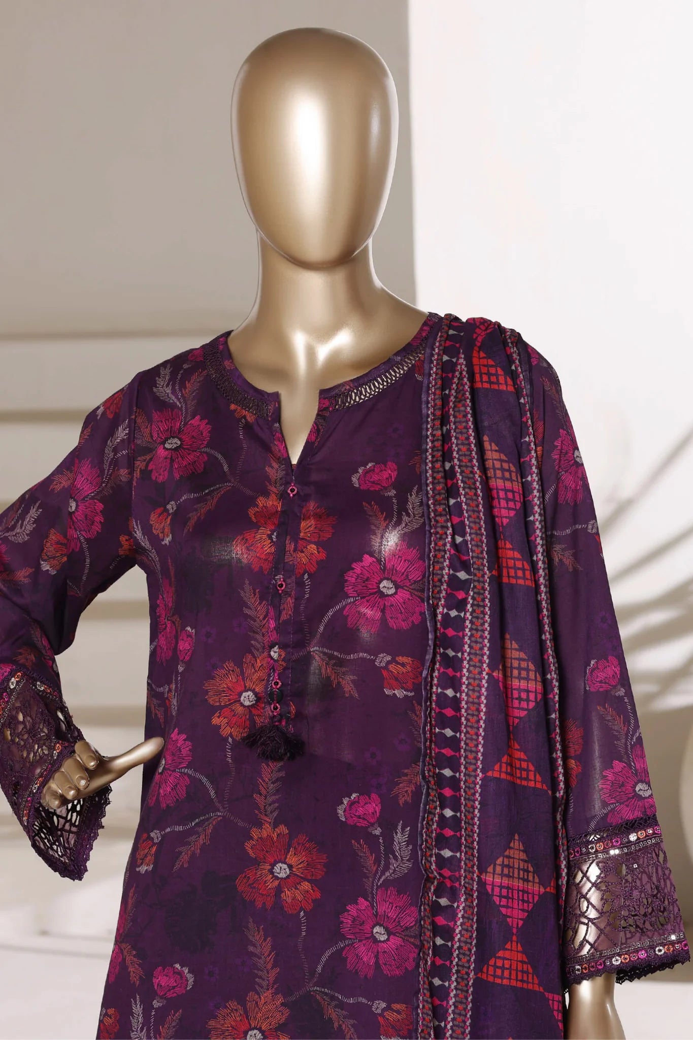Malika By Sada Bahar Stitched 3 Piece Festive Lawn Vol-01 Suit