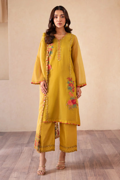 3-PC EMBROIDERED COTTON NET SUIT CMA-4-S03