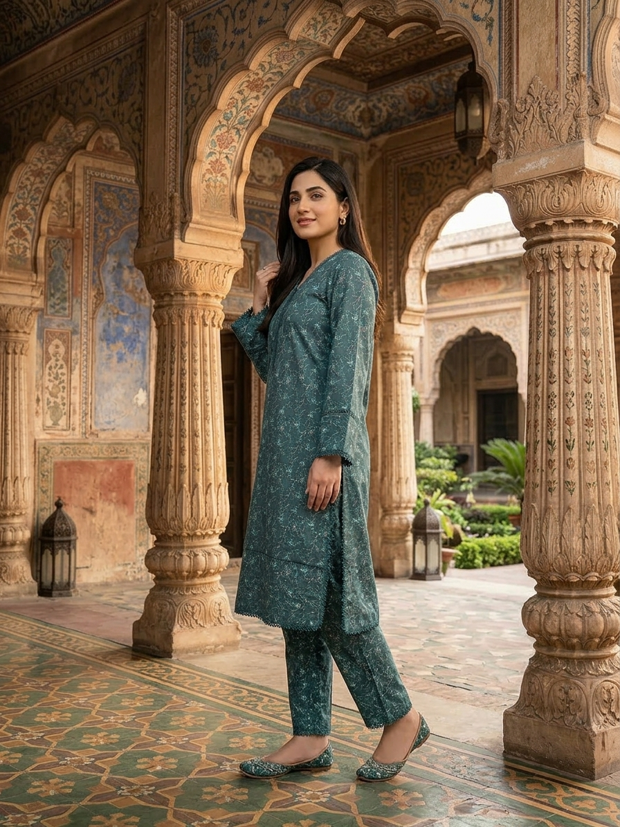 Deep Sea Floral – Premium 2-Piece Printed Lawn Suit