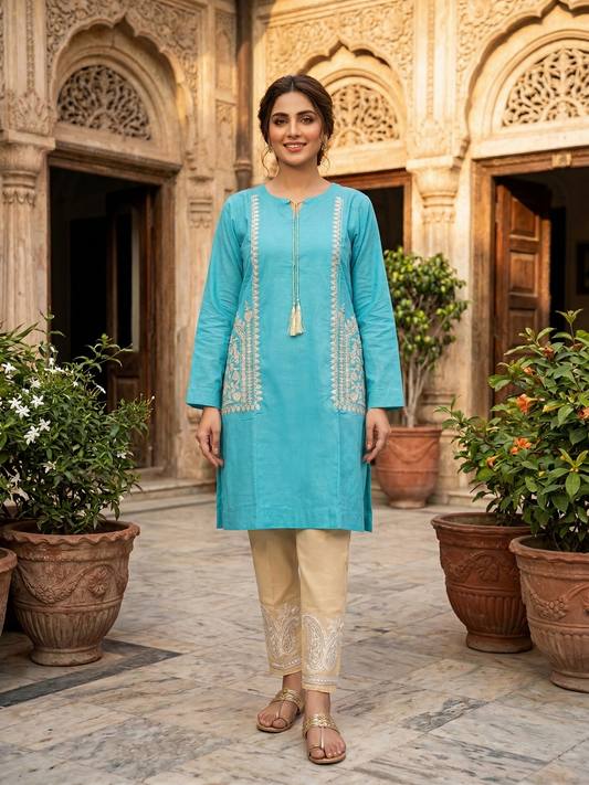Festive Embroidered 2-Piece Lawn Suit