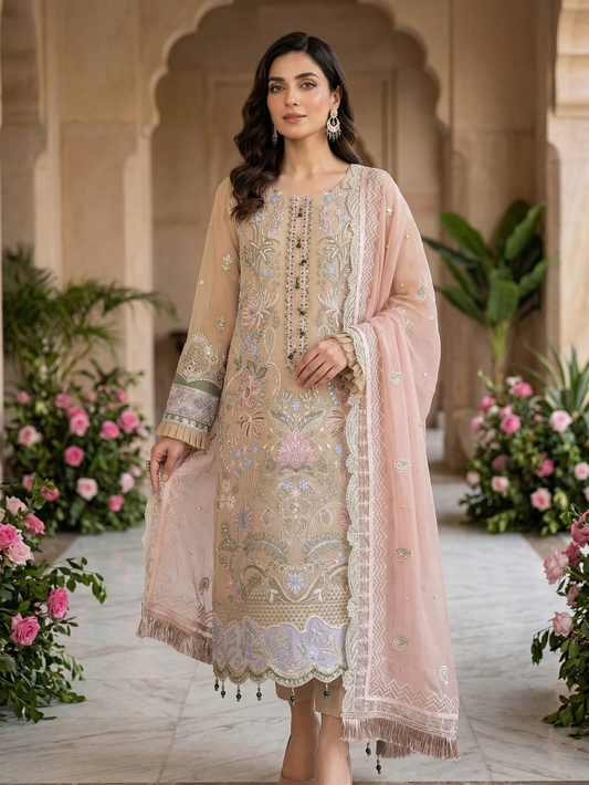 Sadabahar Festive 2-Piece Embroidered Chiffon Suit