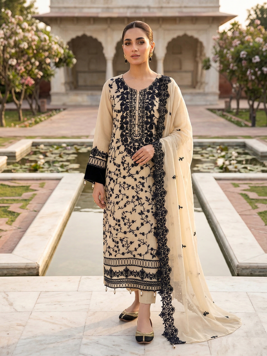 CHICK BY MI CREATION Cream Noir Chiffon Elegance