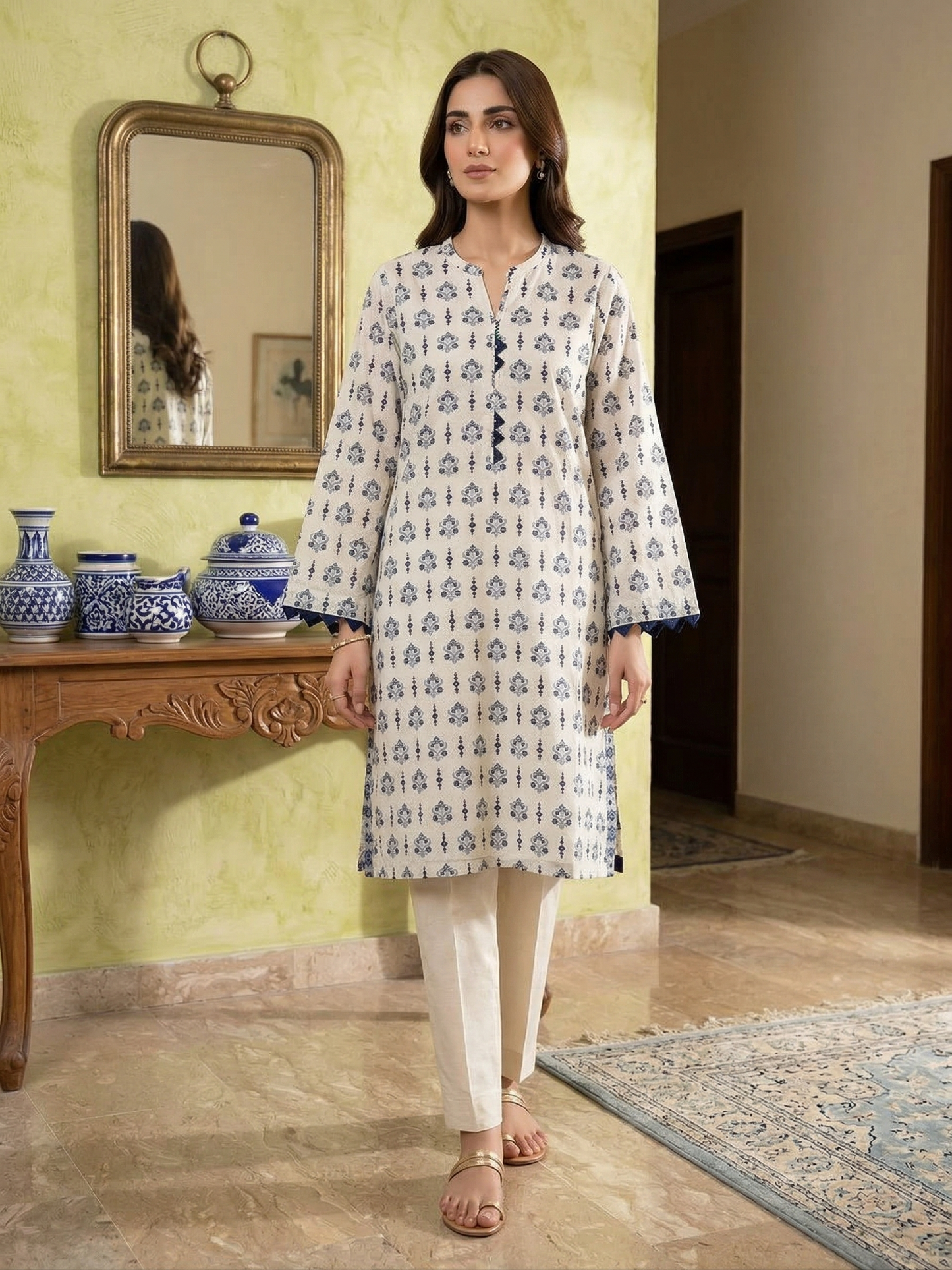 binsaeed Classic Printed 2-Piece Cambric Suit