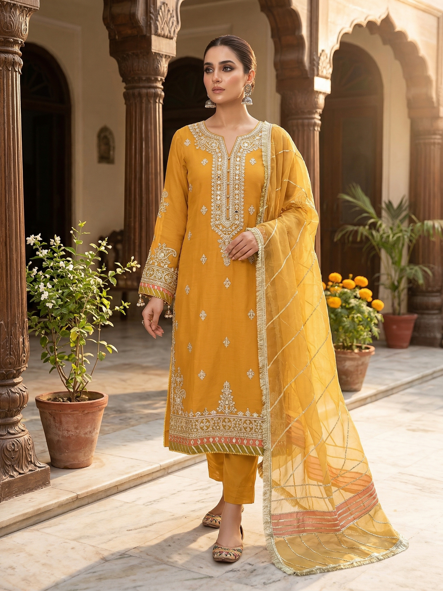 Sadabahar Embroidered Chiffon 2-Piece Suit