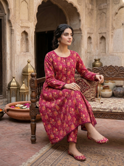 SADABAHAR Vibrant Floral Printed Lawn 2-Piece Frock Suit
