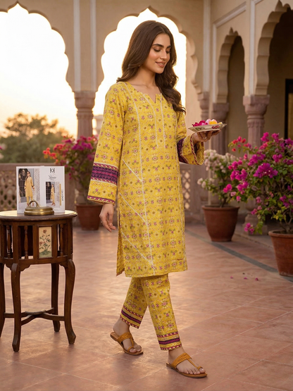 tawakkal fabric Radiant Yellow Lucia Printed Lawn 2-Piece Suit