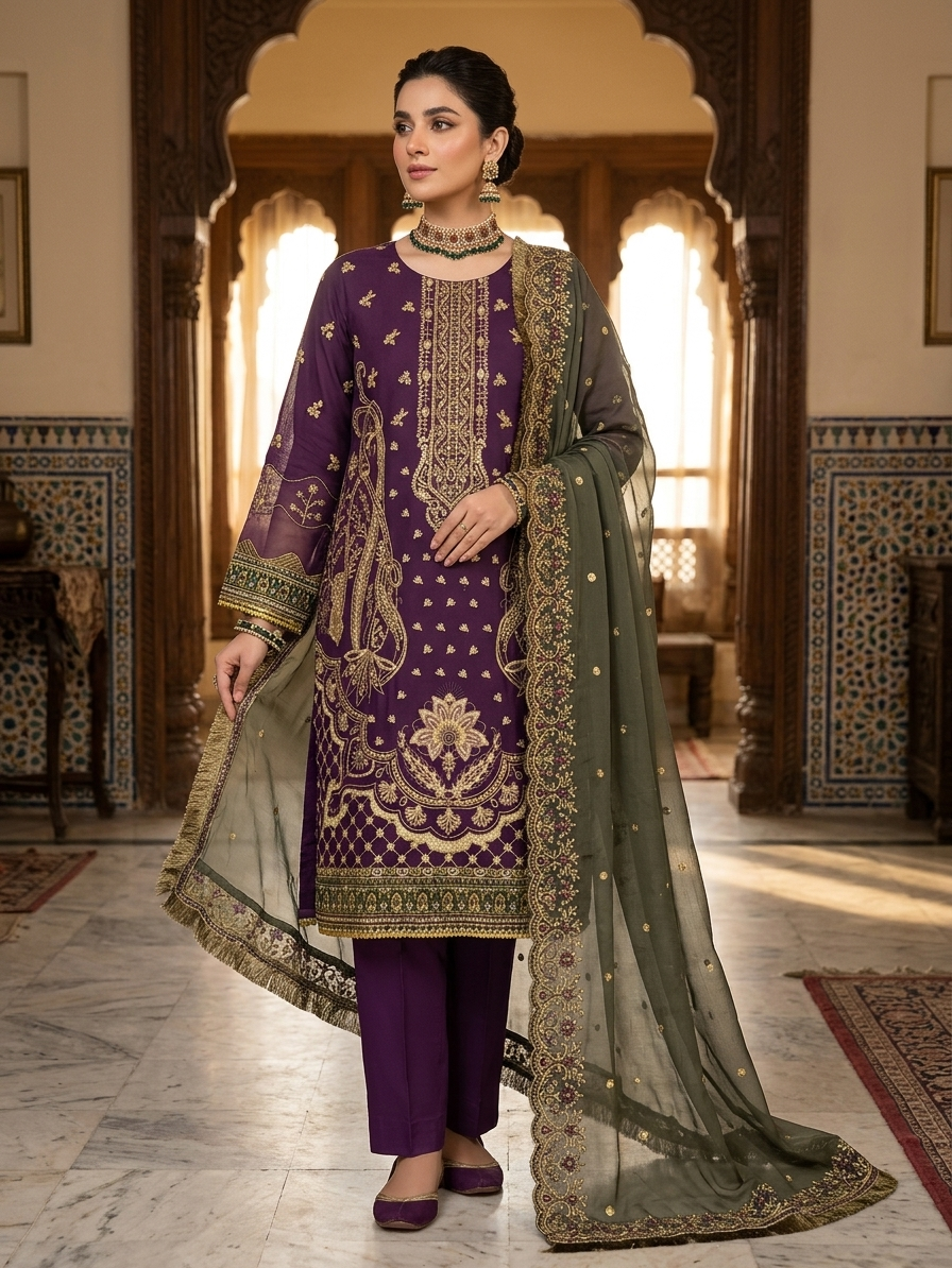 Sadabahar Stitched 2-Piece Embroidered Festive Formal Suit