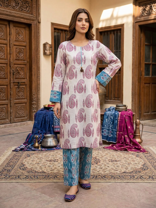 Lavender Paisley Heritage – Stitched 2-Piece Printed Lawn Suit