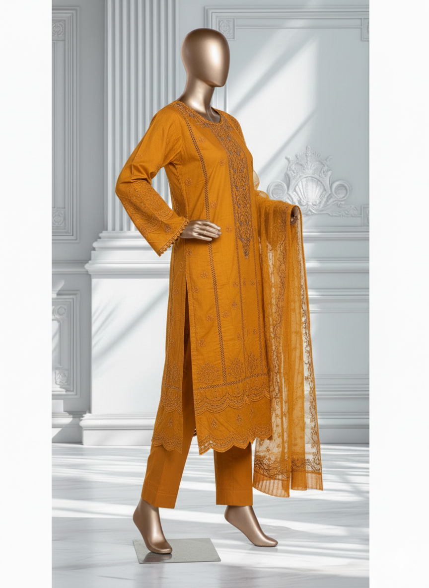 BIN SAEED Exclusive 3-Piece Festive Suit - Luxury Embroidered Elegance