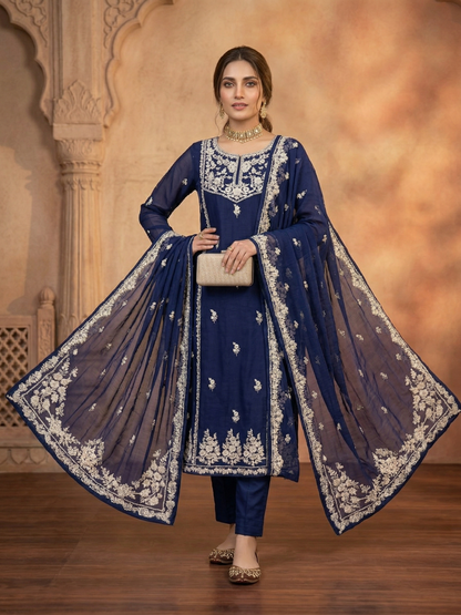 Midnight Royale: Agha Noor Embroidered Chiffon 2-Piece