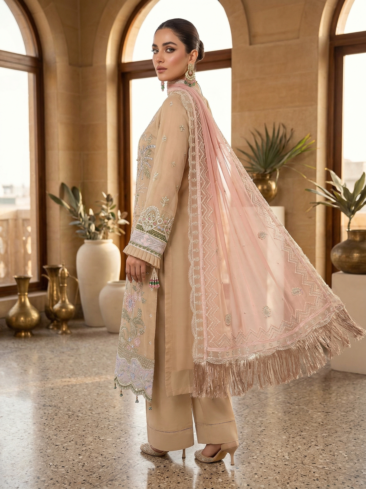 Sadabahar Festive 2-Piece Embroidered Chiffon Suit