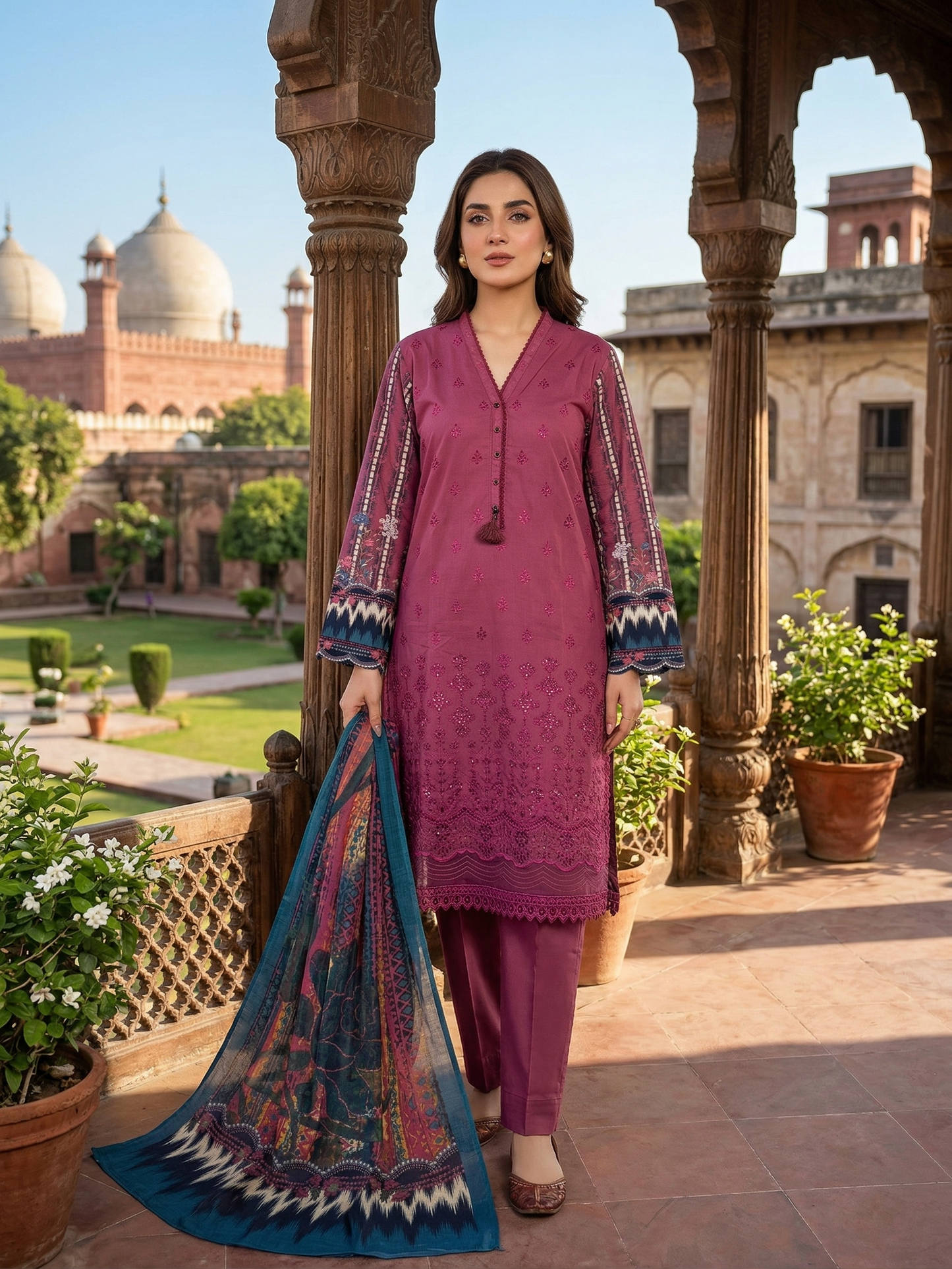 chickenkari – Stitched 3-Piece Embroidered Cotton Suit