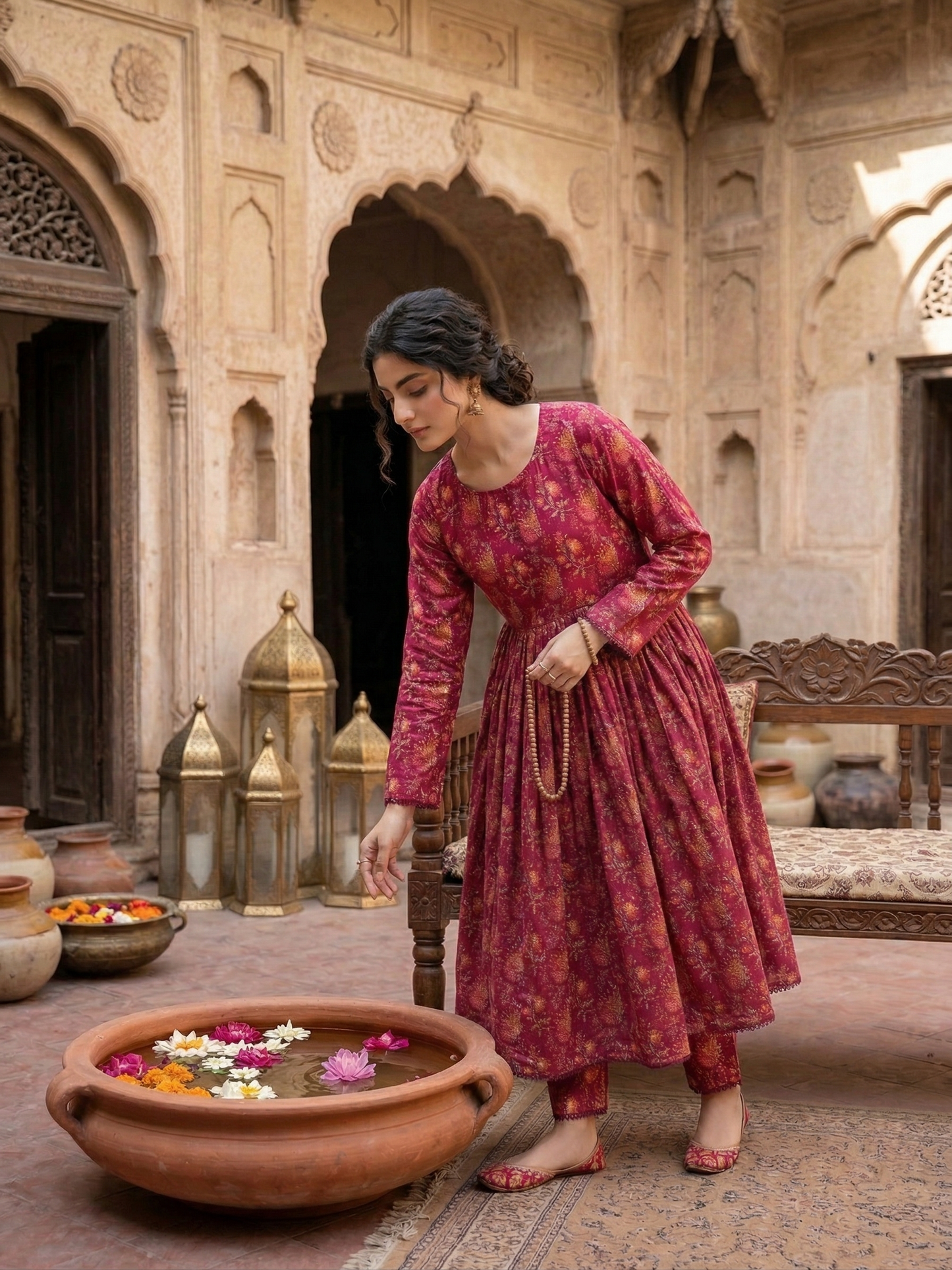SADABAHAR Vibrant Floral Printed Lawn 2-Piece Frock Suit