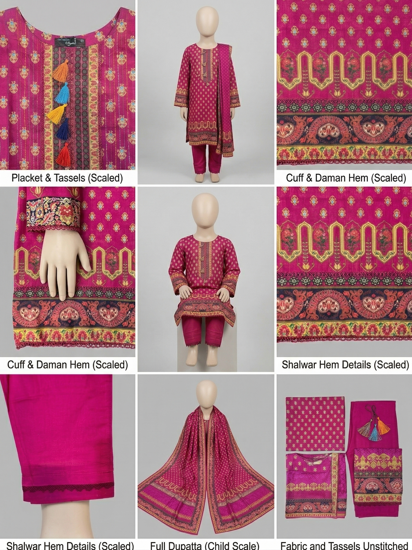 Premium Stitched 3-Piece Printed Lawn mother& daughter Suit