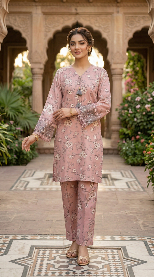 Esra Fashion Pret Casual Viscose 2 Piece Suit HDW-23-07
