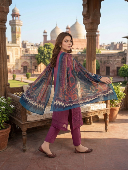 chickenkari – Stitched 3-Piece Embroidered Cotton Suit