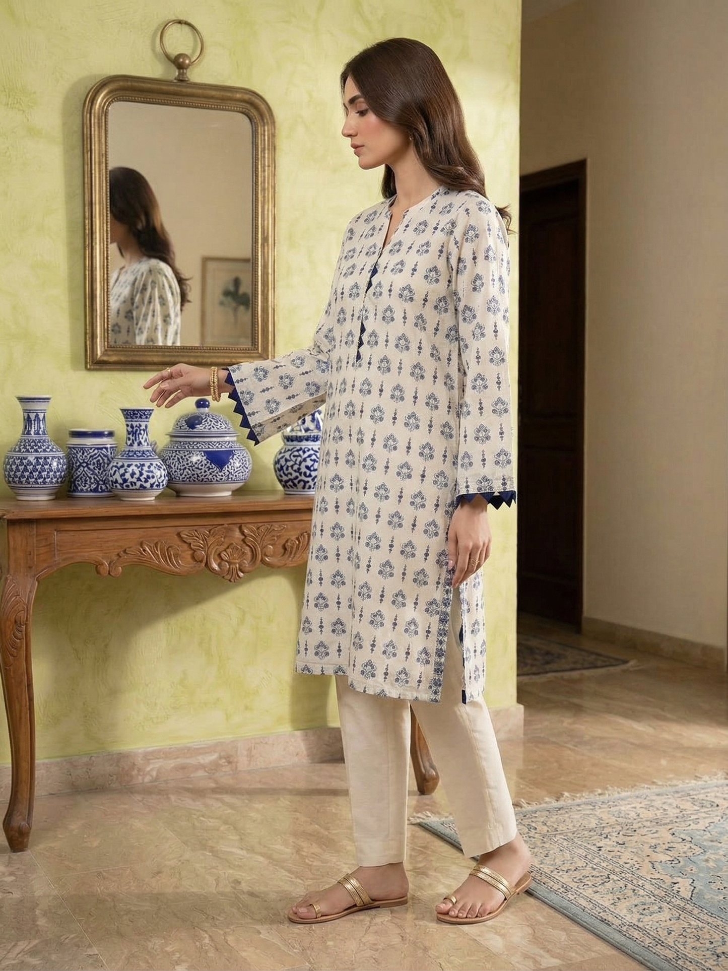 binsaeed Classic Printed 2-Piece Cambric Suit
