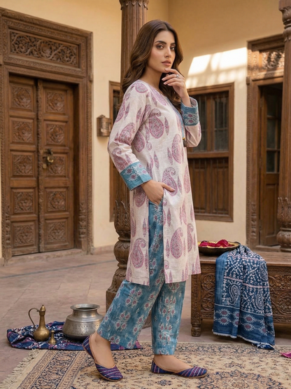 Lavender Paisley Heritage – Stitched 2-Piece Printed Lawn Suit