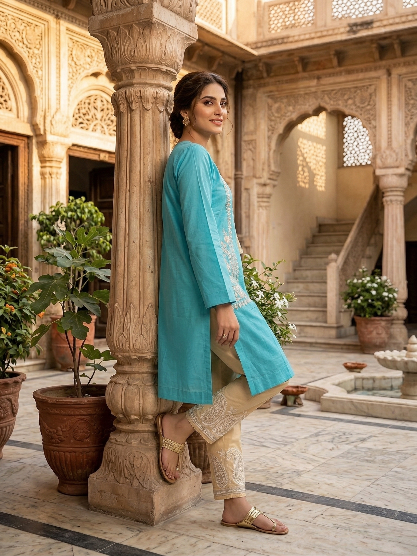 Festive Embroidered 2-Piece Lawn Suit