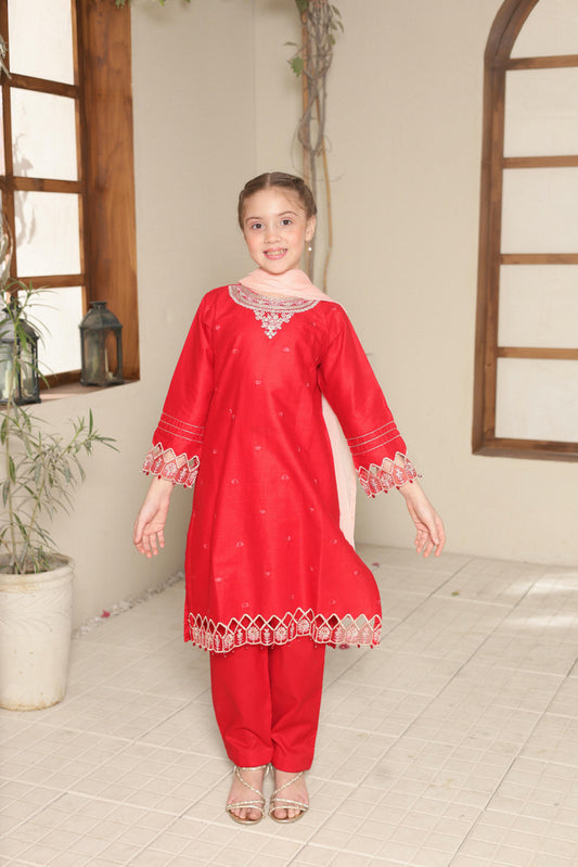 SHANZEY Nat Khat Guriya Embroidered 3piece Cotton suit