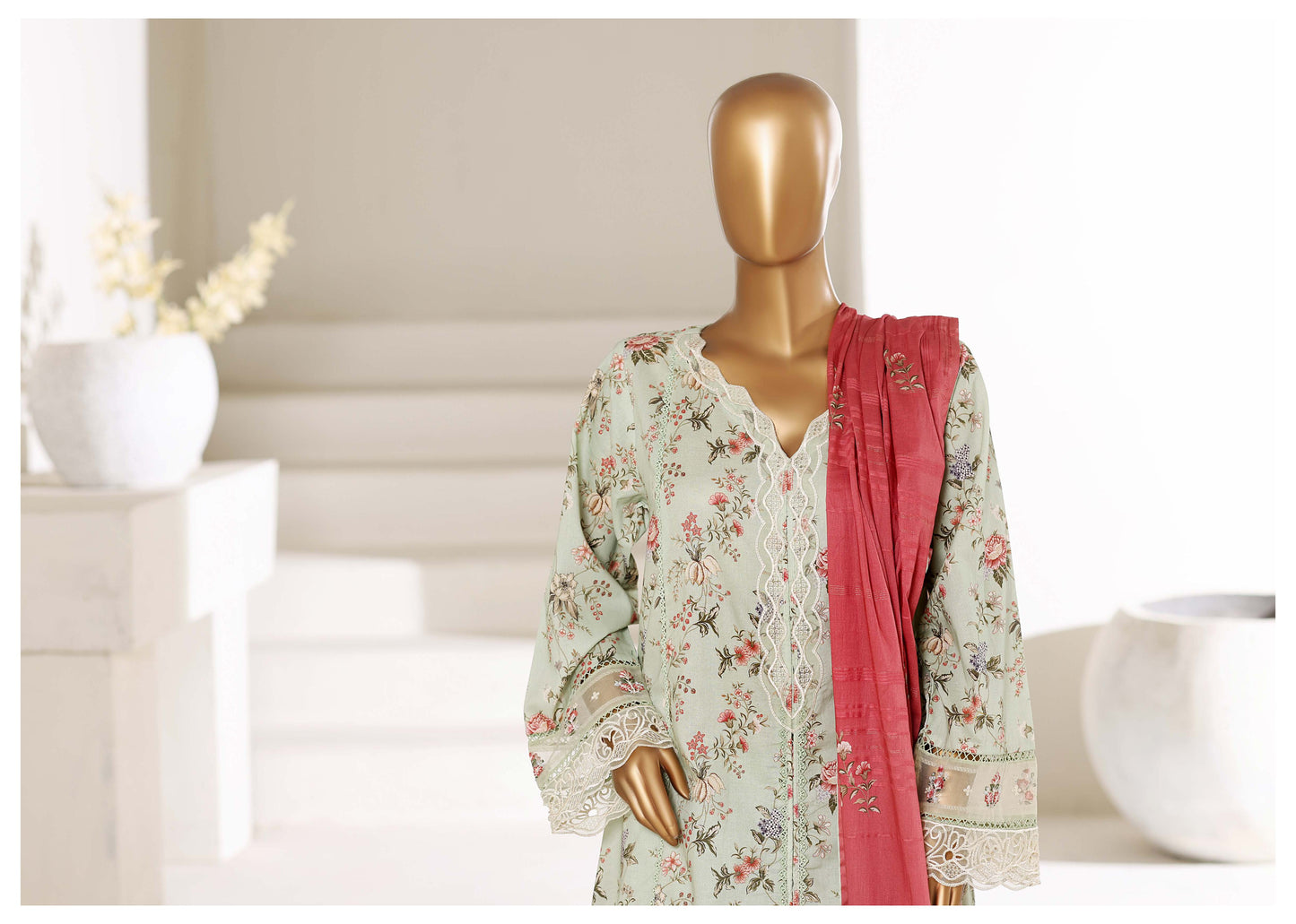 Sada Bahar Stitched 3 Piece Festive Emb Lawn With Fancy Dupatta Vol-01 Suit