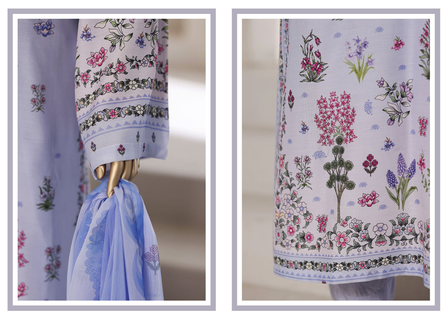 Light Blue Kaftan 3-Piece Suit - Sadabahar Coll'26