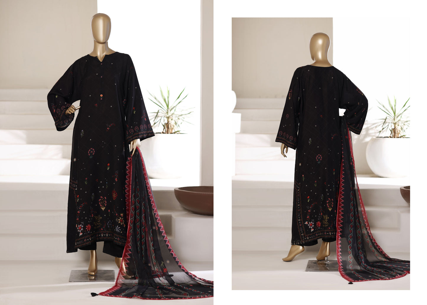 Embroidered Kaftan 3-Piece Suit - Sadabahar Coll'26