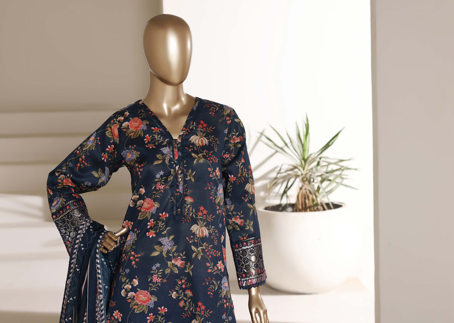 Malika By Sada Bahar Stitched 3 Piece Emb Lawn With Shalwar Suit