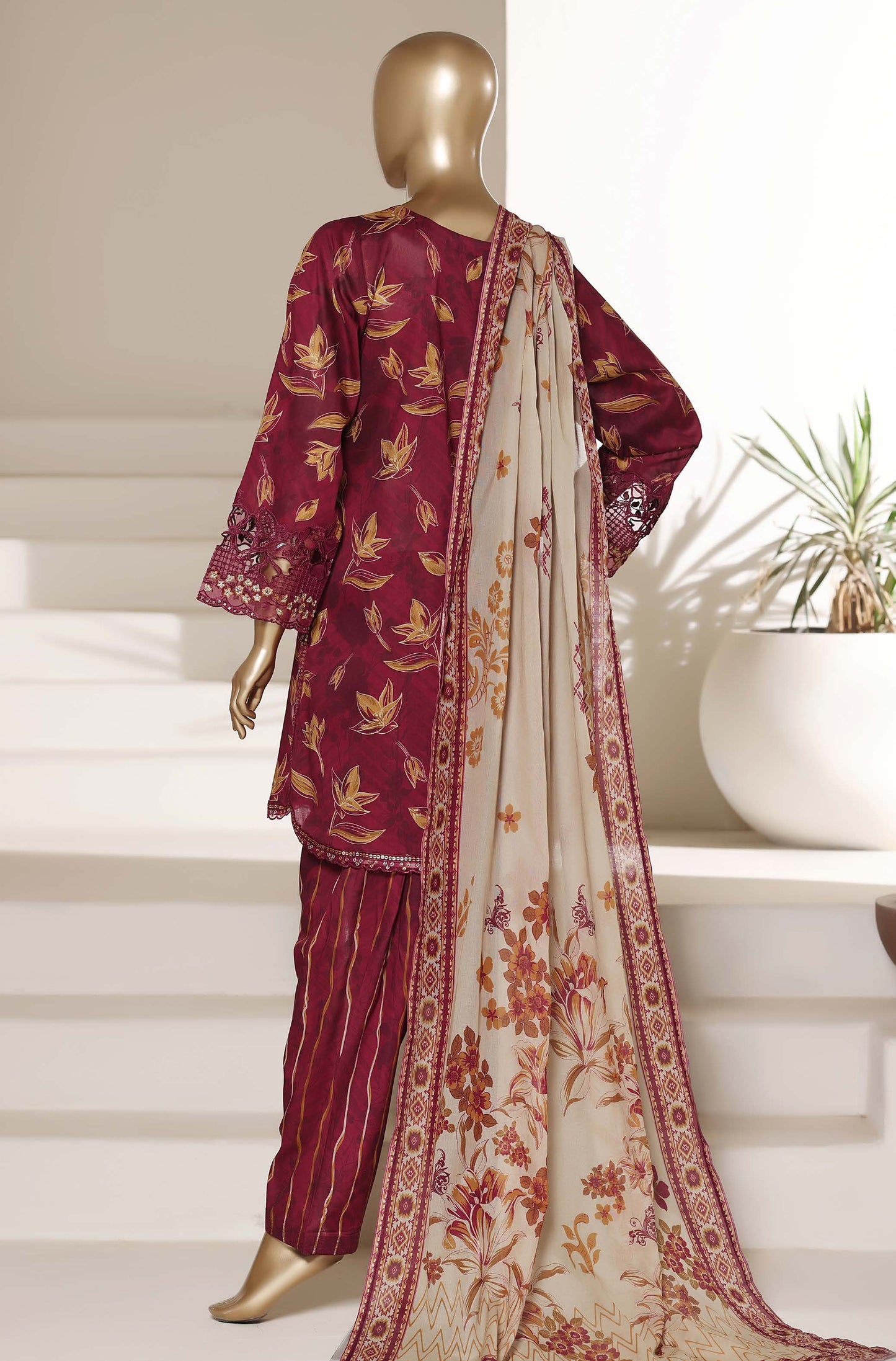 New Malika By Sada Bahar Stitched 3 Piece Emb Lawn With Shalwar Suit