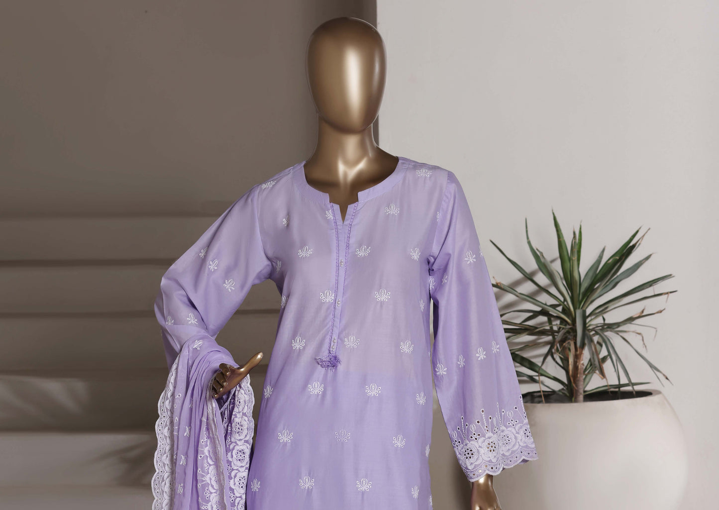 Sadabahar 3D Laser Work Chikankari Stitched 3 Piece Suit Festive Collection