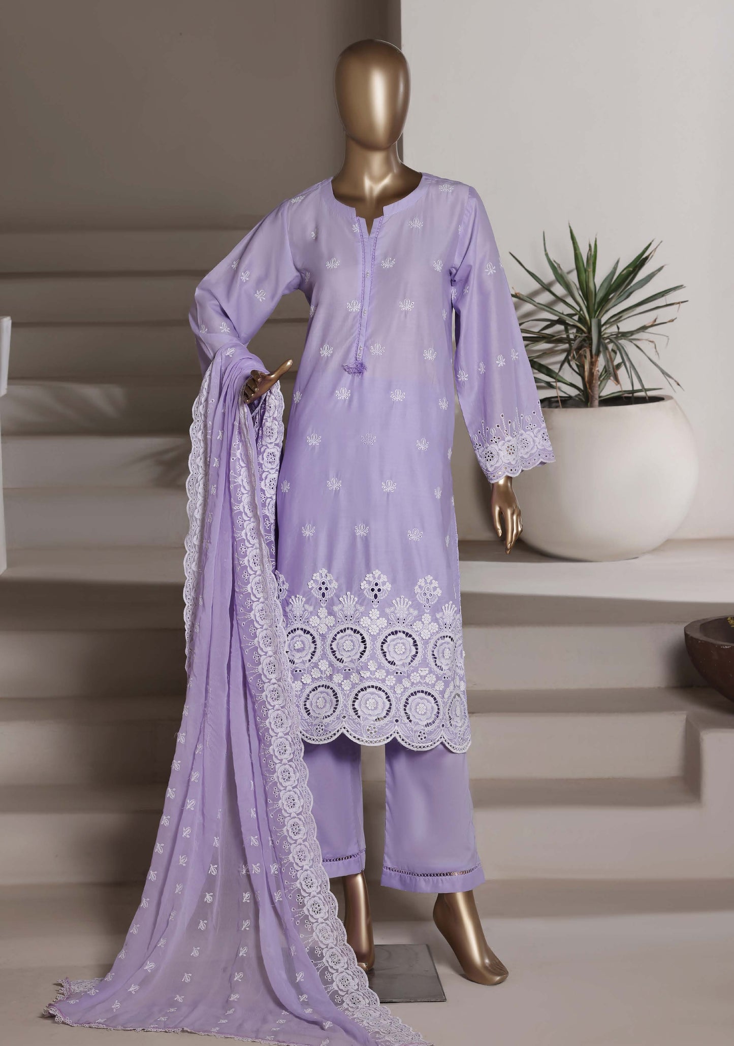 Sadabahar 3D Laser Work Chikankari Stitched 3 Piece Suit Festive Collection